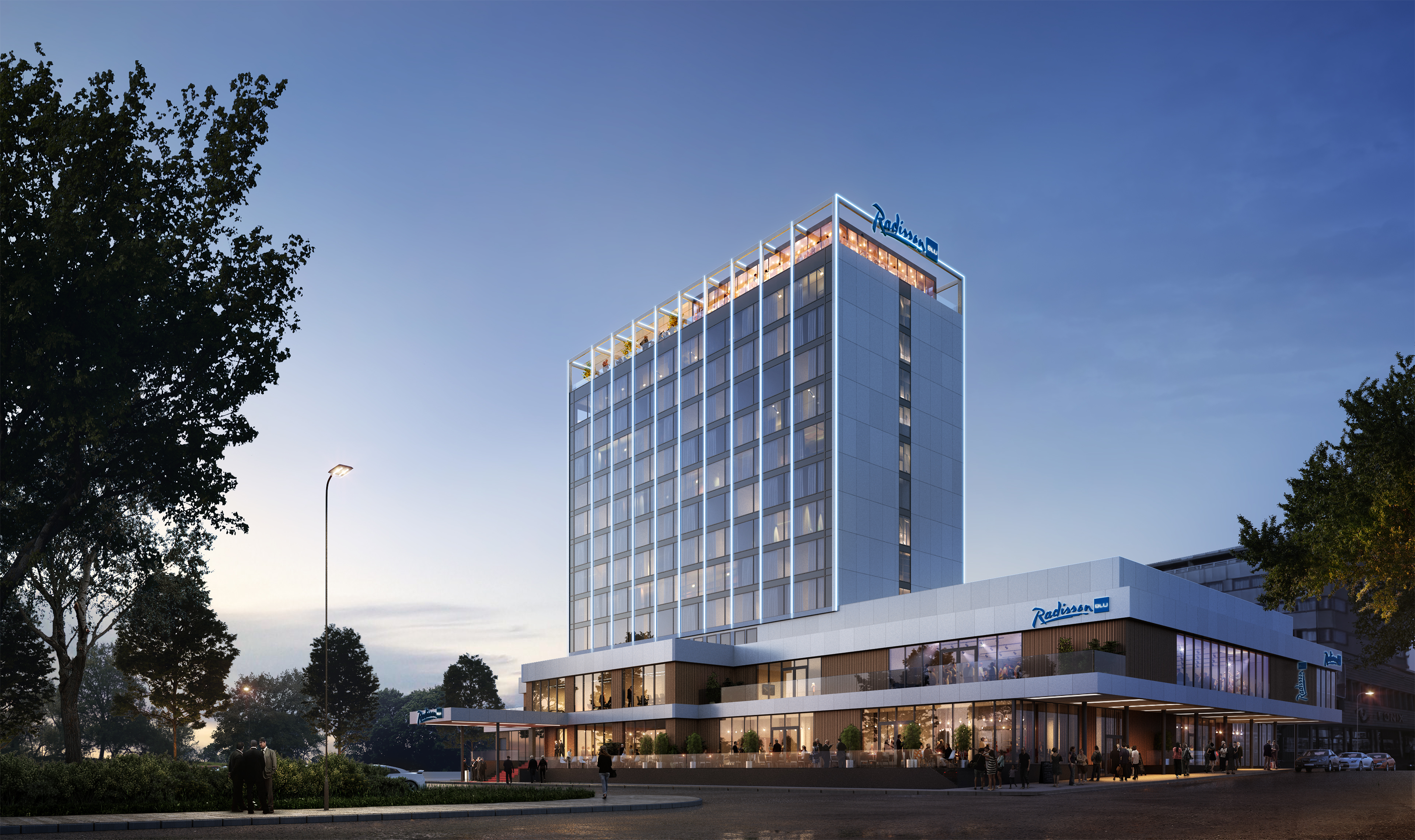 Framsiden av Caledonien hotel i Kristiansand sentrum
