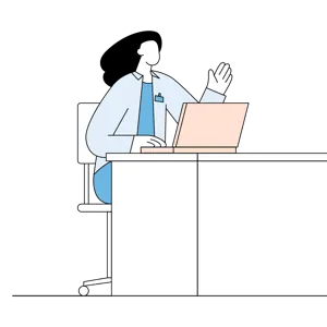 Helsepersonell ved pult