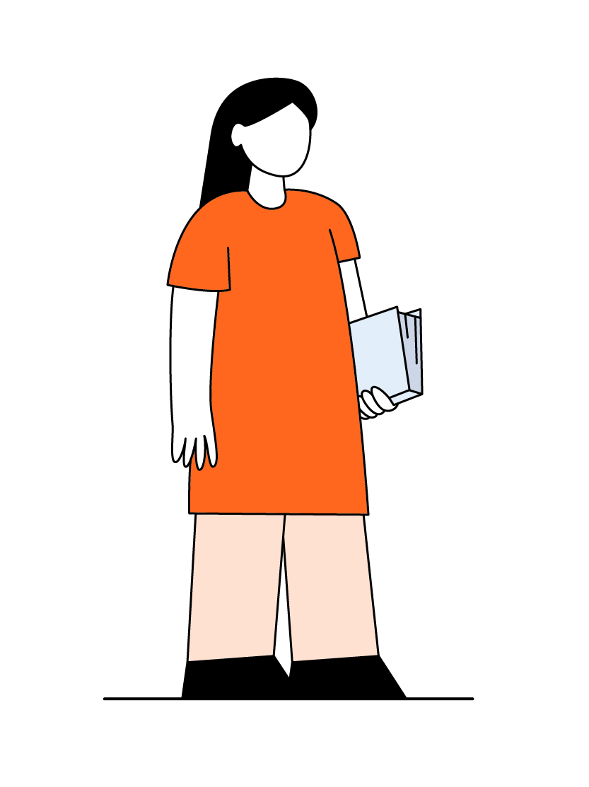 Illustrasjon  jente med bok