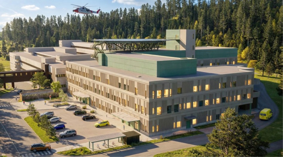 Et helikopter som flyr over en bygning